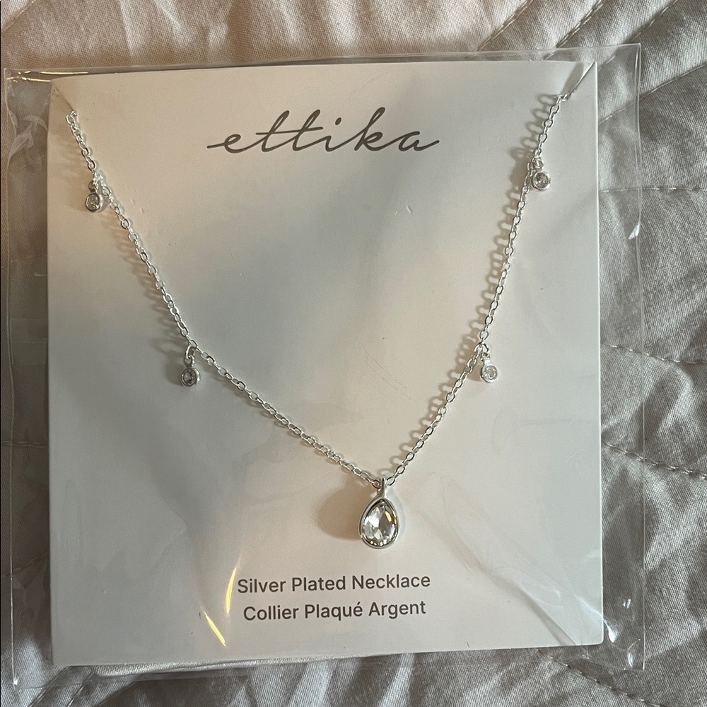Ettika Silver Necklace with Crystal Accents